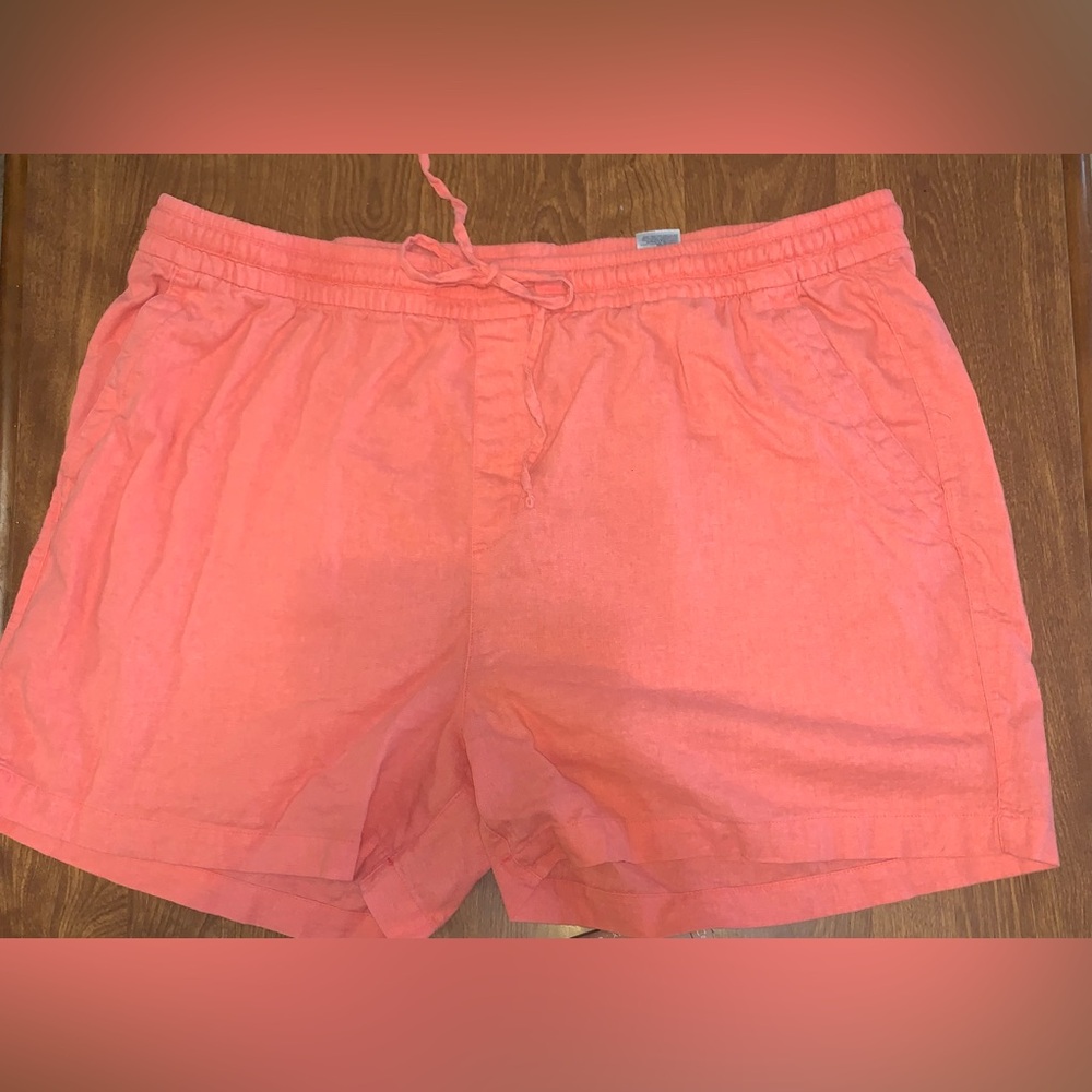Ladies Coral orange linen  Shorts xxl